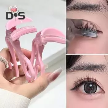 Щипцы для завивки ресниц с силиконовой расческой, портативные, дорожные, эргономичные, зажимы для ресниц, профессиональные, для начинающих, женские инструменты для завивки ресниц розовый