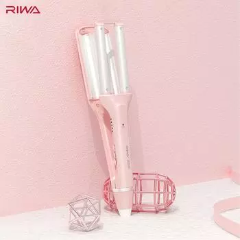 Щипцы для завивки волос Riwa с отрицательными ионами, 5-скоростная палочка для завивки волос с контролем температуры, не повредит парикмахерский инструмент для волос UK Plug розовый