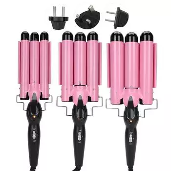 Щипцы для завивки волос с 3 цилиндрами, регулируемые щипцы для завивки волос, щипцы для завивки волос, инструмент для укладки волос, 110 В ~ 240 В EU Plug 22mm