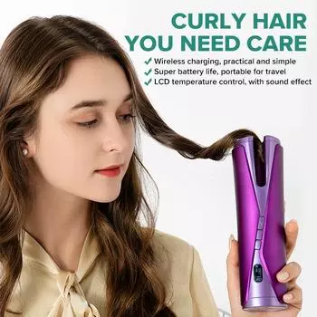 Щипцы для завивки волос с беспроводной зарядкой, практичные и для путешествий, щипцы для завивки волос с ЖК-дисплеем и контролем температуры для женщин
