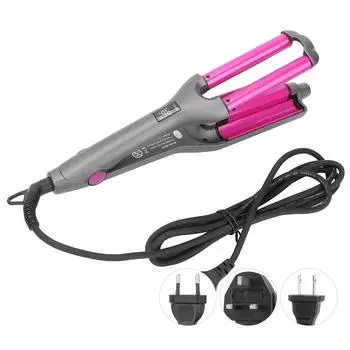 Щипцы для завивки волос с регулируемой температурой, быстрый нагрев, вращающиеся бигуди с 3 цилиндрами, 100240 В US Plug