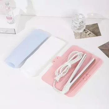 Щипцы для завивки волос с термоизоляционной подкладкой из фанеры, переносная термоизолированная сумка для хранения, противоожоговая, дорожная силиконовая сумка для хранения щипцов для завивки волос белый