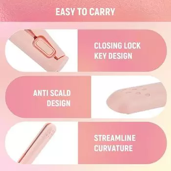 Щипцы для завивки волос, выпрямитель для волос, USB-перезаряжаемый, портативный, мини, 2 в 1, светодиодное керамическое покрытие 25 Вт зелёный