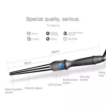 Щипцы для завивки ЖК-дисплея, конические щипцы для завивки, одна трубка, керамическая глазурь, груша, цветочный конус, электрические волосы, вьющиеся волосы UK