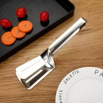 Щипцы из нержавеющей стали для жареной рыбы, щипцы для еды, щипцы для хлеба, длинные щипцы для стейка, щипцы для жарки лопаточки 26.3*7.5cm