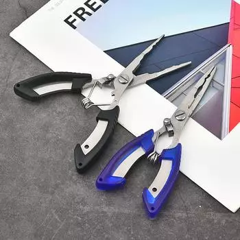 Щипцы Luya из нержавеющей стали Универсальные рыболовные ножницы Щипцы для рыбалки с изогнутым носом Щипцы для стрижки лески Щипцы для удаления крючков Рыболовные инструменты 1pcs чёрный