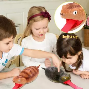 Щипок и музыка Нажмите Нажмите Змея Детские мягкие пластиковые забавные игрушки Моделирование декомпрессии Маленькое животное Tricked Spit Язык Нажмите, язык высунут, щипок One Size зелёный