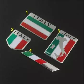 Щит из алюминиевого сплава, стиль, итальянский национальный флаг, эмблема, наклейки на двери автомобиля, наклейки с итальянскими флагами 1