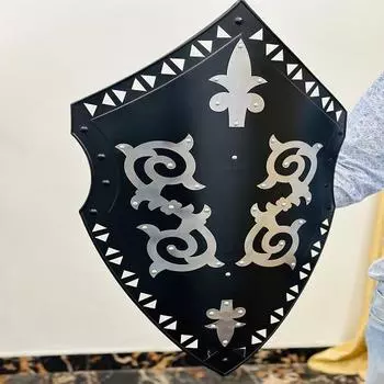 Щит тамплиера, щит воина из нержавеющей стали, черная стальная отделка, металлический рыцарский щит