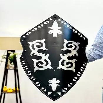 Щит тамплиера, щит воина из нержавеющей стали, черная стальная отделка, металлический рыцарский щит, легкий вес, домашний декор, лучший подарок.