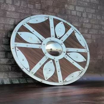 Щит викинга 24 дюйма, поношенный в бою, готовый к бою, полностью функциональный деревянный щит для косплея