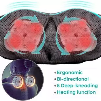 Shiatsu Neck and Shoulder Massager Heated Back Massager U Shape Deep Kneading Electric Massage Pillow For Neck Waist Leg Body US Plug