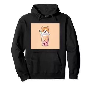 shiba bubble things принт толстовка милая, собака, ину, боба, чай, милый, чёрный
