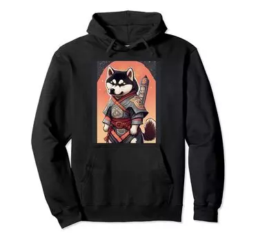 Shiba Inu Ninja NINJA Cosplay Goods Animal Cute Cool Illustration Hoodie (Dog) [Animal Friends] чёрный