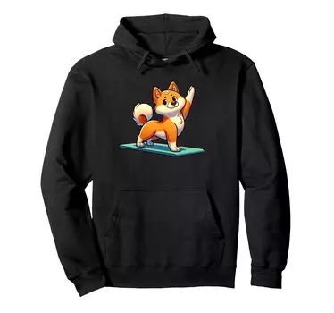 Shiba Inu Yoga Dog Funny Meditation Hoodie чёрный