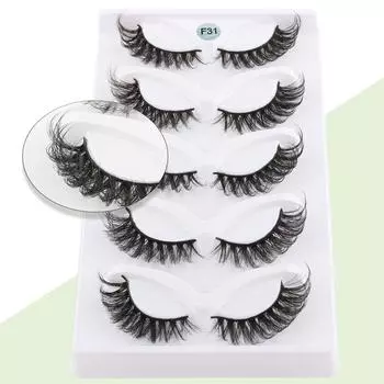 SHIDISHANGPIN 5 пар кошачьих глаз лисий глаз накладные ресницы натуральные полнополосные сексуальные ресницы для наращивания макияжа пушистые тонкие крылатые ресницы