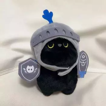 Shield Cat Plush Toy Cartoon Black Cat Stuffed Toy Accompanying Doll Knight Cat Plush Doll Kids Black Cat