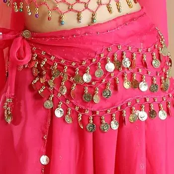 Шифон кисточка Таиланд Танец Монеты Пояса Танец Живота Пояс Танец Бедра Шарф Женщины Пояс