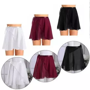 Шифоновая балетная юбка с запахом для танцев, скейтбординга, шарфа с завязкой на талии для занятий йогой, тренажерным залом и спортом XL белый