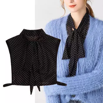 Шифоновая блузка-полурубашка с воротником и съемной юбкой Dickey чёрный