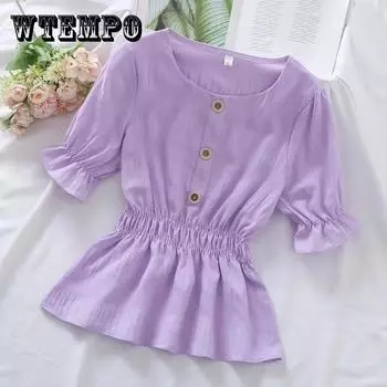 Шифоновая блузка с круглым вырезом, плиссированная шифоновая блузка, сплошной цвет, с талией, женский повседневный топ, модный корейский топ XL белый