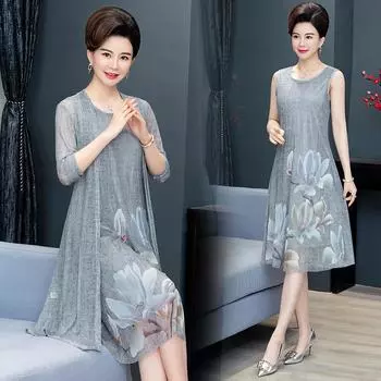 Шифоновая рубашка + платье. Костюм из 2 предметов. Женская солнцезащитная одежда. Солнцезащитное платье средней длины. Шаль больших размеров. Свободный внешний шифоновый кардиган. Тонкое пальто для пляжа. XL серый