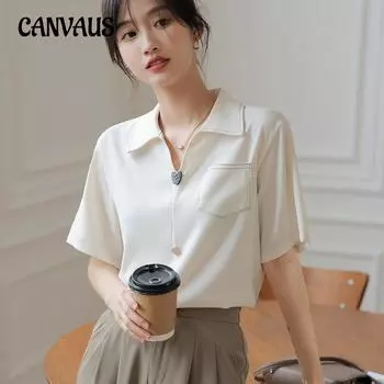 Шифоновая рубашка с V-образным воротником и короткими рукавами, женские летние топы, повседневная рубашка с темпераментом S светло-зеленый