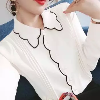 Шифоновая рубашка женская весенняя мода свободная рубашка большого размера в западном стиле верхняя тонкая блузка XXXXXL белый