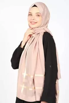 Шифоновая шаль Miray в густую полоску, норка/золото