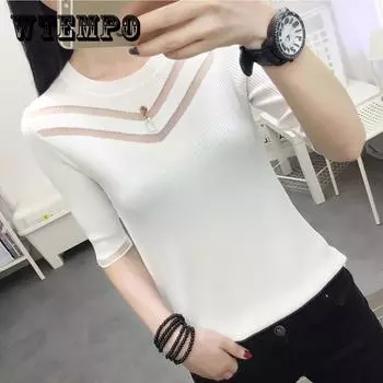 Шифоновая трикотажная свободная футболка из ледяного шелка с круглым вырезом, женская верхняя рубашка с короткими рукавами, весенне-летняя нижняя рубашка XXL белый