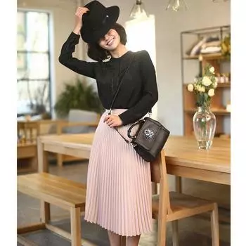 Шифоновая юбка средней длины плиссированная юбка эластичная тонкая свободная юбка с высокой талией чёрный