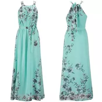 Шифоновое длинное платье с цветочным принтом, женские платья, сексуальное повседневное пляжное платье XXXXXXL синий