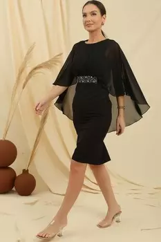 Шифоновое платье на подкладке из бисера с талией