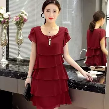 Шифоновое платье-рубашка для женщин, летнее женское дизайнерское свободное платье с короткими рукавами XXXXXL чёрный