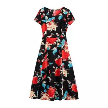 Шифоновое платье с принтом, летняя женская тонкая длинная юбка M