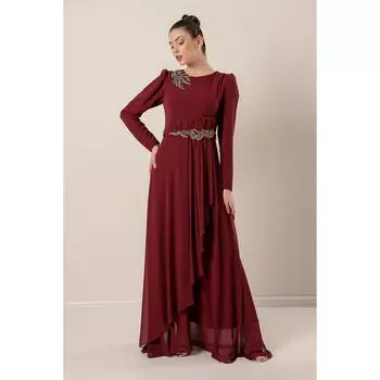 Шифоновое платье с вышивкой камнями