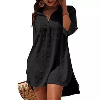 Шифоновое жаккардовое свободное повседневное платье-рубашка для женщин, белые, черные сарафаны M белый