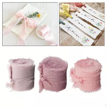 Шифоновые шелковые ленты с бахромой 1,5 дюйма, 5 ярдов, изысканная лента ручной работы для подарка Deep Pink+Pink