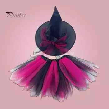 Шифоновые юбки, комплект со шляпой, газовая тюлевая балетная юбка для взрослых и детей, плиссированная пышная юбка, сетчатый костюм на Хэллоуин с оборками зелёный