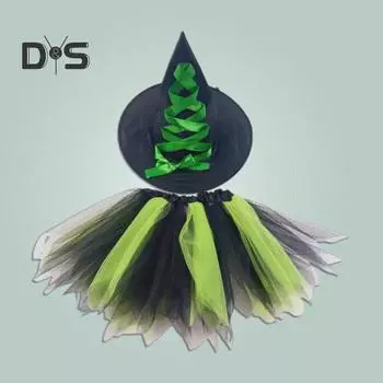 Шифоновые юбки, комплект со шляпой, газовая тюлевая балетная юбка для взрослых и детей, плиссированная пышная юбка, сетчатый костюм на Хэллоуин с оборками оранжевый