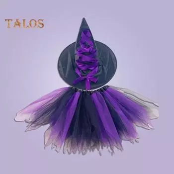 Шифоновые юбки, комплект со шляпой, газовая тюлевая балетная юбка для взрослых и детей, плиссированная пышная юбка, сетчатый костюм на Хэллоуин с оборками оранжевый