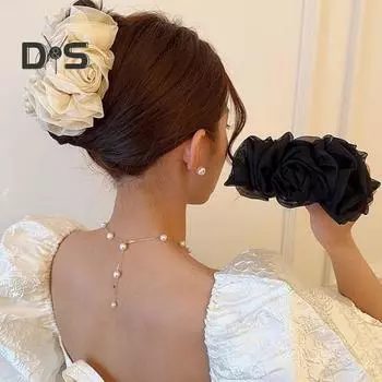 Шифоновый декор в виде розы фиолетовый