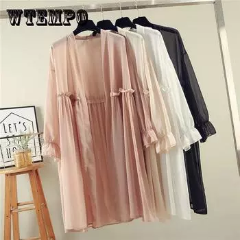 Шифоновый кардиган, женская солнцезащитная одежда, солнцезащитное платье средней длины, шаль больших размеров, свободное наружное тонкое пальто, пляжное XXXXL белый