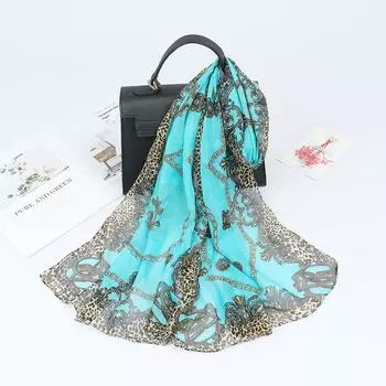 Шифоновый шелковый шарф с принтом для женщин, летний солнцезащитный шарф, пляжное полотенце 50-150cm