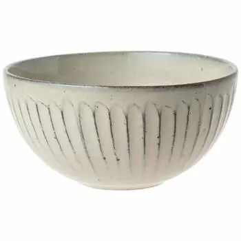 Shigaraki Ware Hechimon Bowl White Glaze Carving MR-3-3476