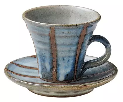 Shigaraki Ware Hechimon Coffee Cup Saucer Set Approx. 200ml Aohagi Tatesen MR-3-3284