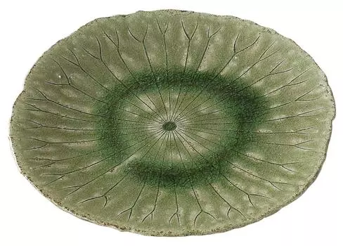 Shigaraki Ware Hechimon Large Plate Lotus Leaf