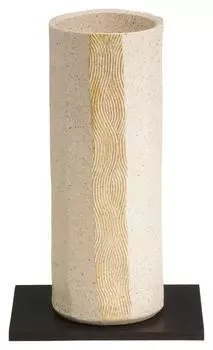 Ваза «Хечимон» в стиле Сигараки, основание для цветка, большая вертикальная, белая, с рябью, золотая, керамика MR-1-2562