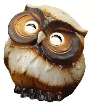 Shigaraki Ware Ornament Smiling Necked Owl White (No. 3) Width 11.5 x Depth 9.5 x Height 12 cm 555-12