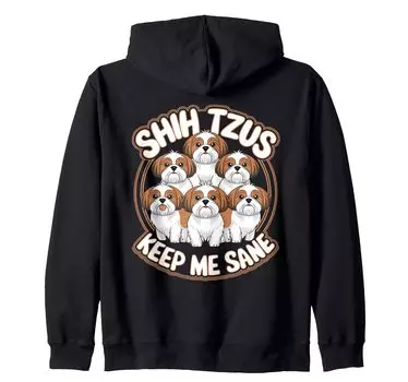 Shih Tzus Keep Me Sane Pun Shih Tzu Owner Toy Dog Zip Hoodie Women s чёрный